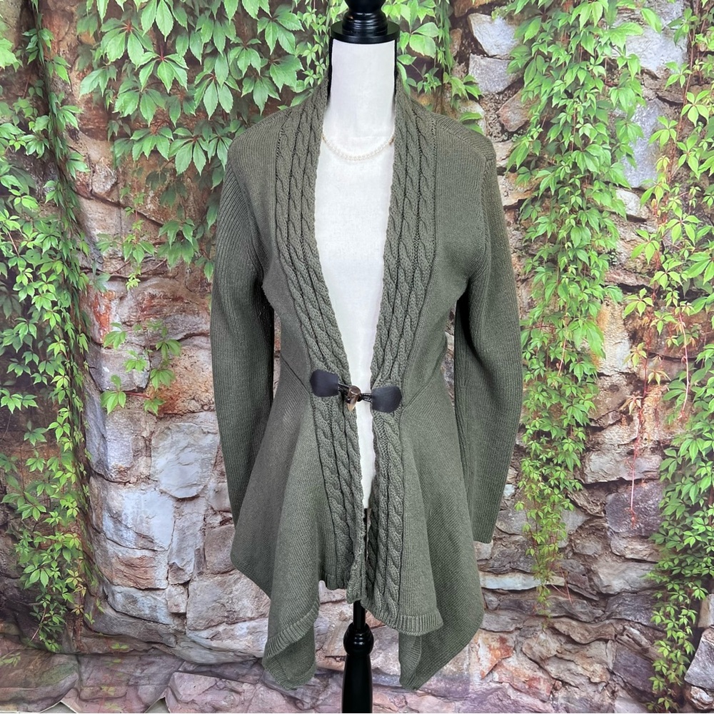 Soft Surroundings Olive Toggle Closure Cardigan, M - image 2